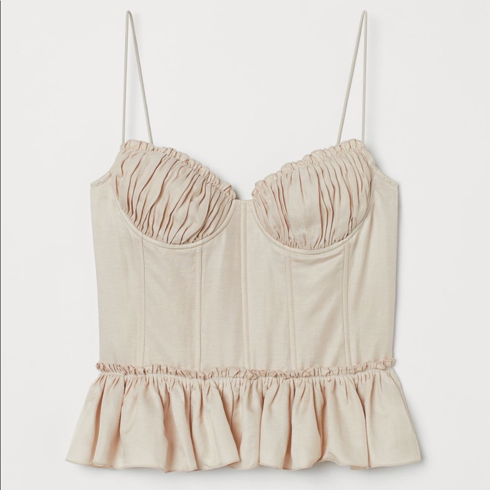 H&M x Brock Collection Linen Corset Top Small New
